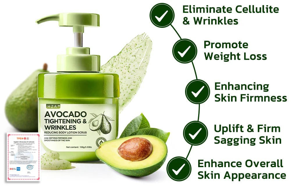 HZA™ Avocado Tightening & Wrinkles Reducing Body Lotion Scrub (CDA Recommended)