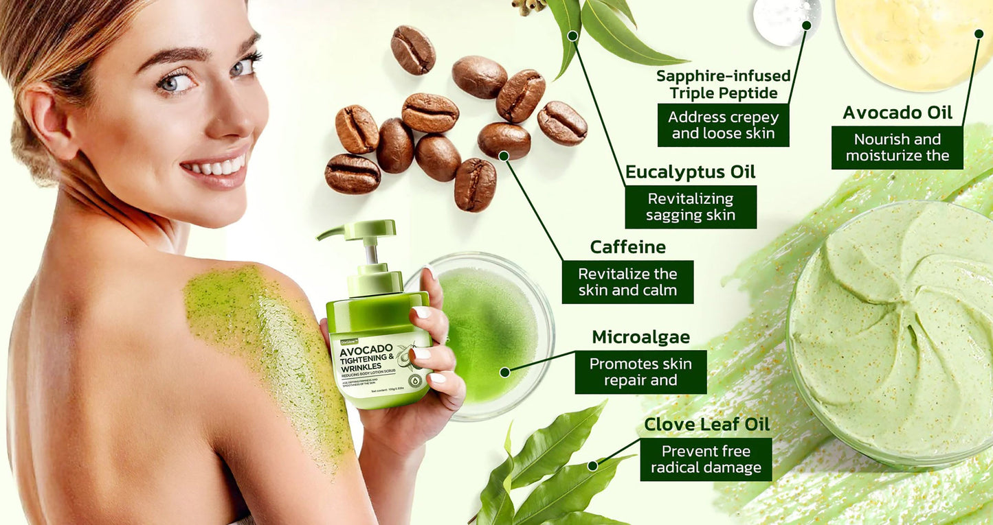 HZA™ Avocado Tightening & Wrinkles Reducing Body Lotion Scrub (CDA Recommended)